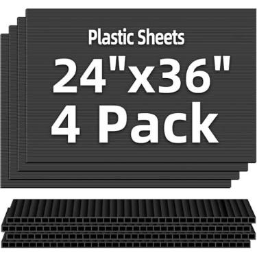 Imagem de VAIIGO Folhas de plástico ondulado – 61 cm x 91 cm cartaz de plástico ondulado pacote com 4, folhas Coroplast, placas de quintal em branco para gramado, venda de garagem, imóveis, casa aberta, preta