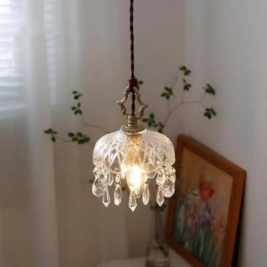Imagem de Generic Lustre De Cristal Vintage Lightland 6", Pendente Em Formato Cúpula, Para Quarto, Corredor, Varanda, Cabeceira, Bar