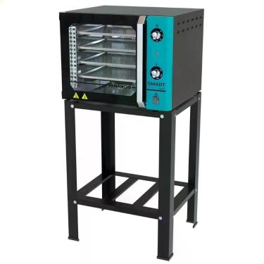 Imagem de Forno Industrial Convector Venâncio Elétrico Smart Basic Azul 4 Esteiras 220V Com Cavalete