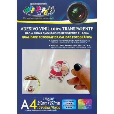 Imagem de Papel Fotografico INKJET A4 Vinil Adesivo TRANSP. 110G PCT.C/10 - OFF 