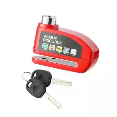 Imagem de Cadeado trava de disco com alarme sonoro moto e bike - zen, Vermelho