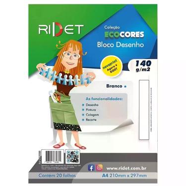 Imagem de Bloco de Desenho 10024 para Técnicas Secas 140 GRAMAS Formato A4 210X297MM com 20 Folhas Branco