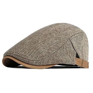 Imagem de Boina Italiana Estilosa de Lã Plana Moda Outono Boné de Golfe Viseira Ajustável Casual (C2)