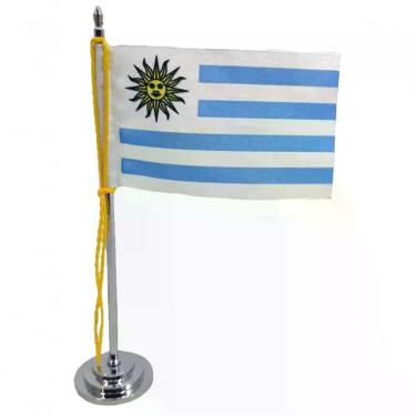 Imagem de Mini Bandeira De Mesa Da Uruguai 15 Cm Poliéster