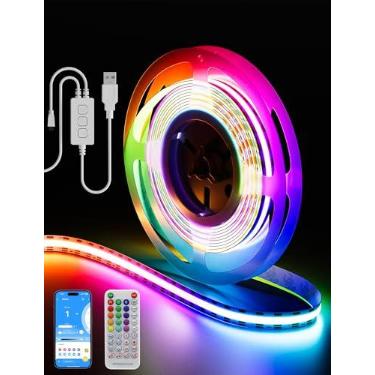 Imagem de PAUTIX Rgb Smart Ic Cob Led Strip Light Color Chasing, 5V Usb Ul-Listed Fita Flexível Multicolorida 6,56 Pés/2M com Modo de Música/Controle de Aplicativo, para Tv, Quarto, Decoração de Festa Diy