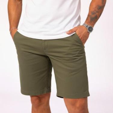 Imagem de Bermuda Esporte Fino Brim Sarja Social Jeans - Mitchell, Verde, 46