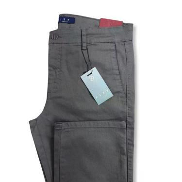 Imagem de Calça Masculina Pitt Reta Alfaiataria bolso faca sarja, Chumbo, 42