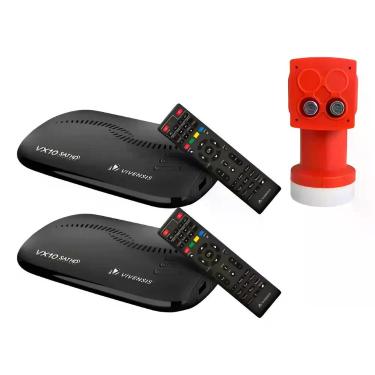 Imagem de 2 Receptores Digitais Vivensis + Lnbf Universal Duplo, Preto