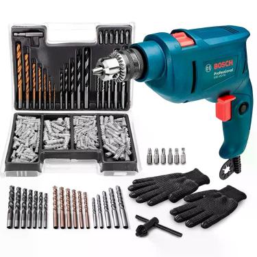 Imagem de Furadeira De Impacto GSB 450 RE STD Bosch 450w 127v + Kit Maleta Com 3