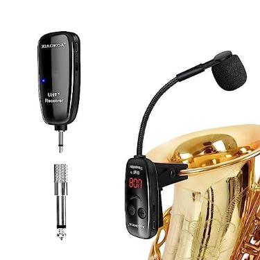 Imagem de Microfone Saxofone, Microfone de Instrumentos Sem Fio UHF, Receptor e Transmissor Sem Fio, Alcance de 160 pés, ótimo para Trombetas, Clarinete, Violoncelo
