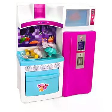 Imagem de Brinquedo Cozinha Moderna Rosa e Azul c/ Acessórios -TK Toys