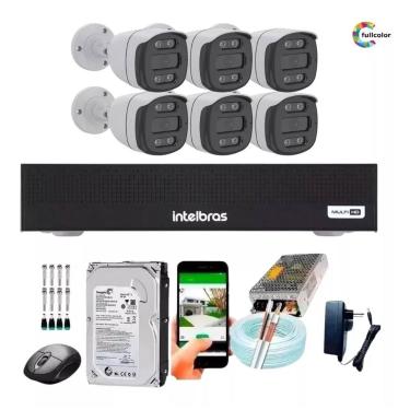 Imagem de Kit Segurança Cftv 6 Câmeras Fullcolor 1080p Dvr Intelbras
