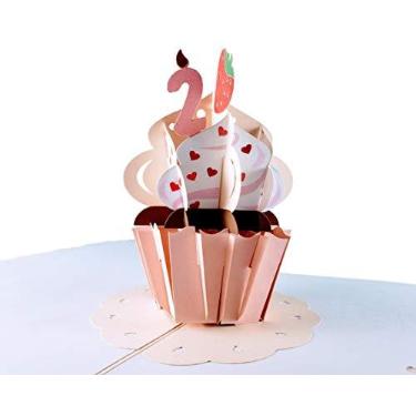 Imagem de iGifts And Cards Cartão de felicitações 3D pop-up de 2º aniversário morango com granulado em forma de coração - feliz, dois anos, grande, enorme, único, incrível, divertido, ocasião especial, fofo, filha
