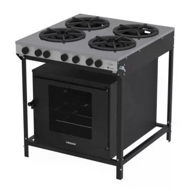 Imagem de Fogão a Gás Industrial Gourmet 4 Bocas Piso GLP Venax FFI 430-2 Mesa Inox Acendimento Manual com Forno 100L