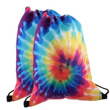Imagem de Sosoport 2 Unidades Desenhar Pacote De Sacos De Barbante Bolsa De Armazenamento Com Cordão Saco De Armazenamento Com Cordão Sacos Com Cordão Mulheres Bolsa De Esportes Tie Dye Tecido Oxford