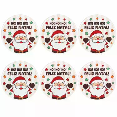 Imagem de Kit 6 Pratos de Sobremesa Natal Melamina Mesa Posta Natalina COR:Bege 