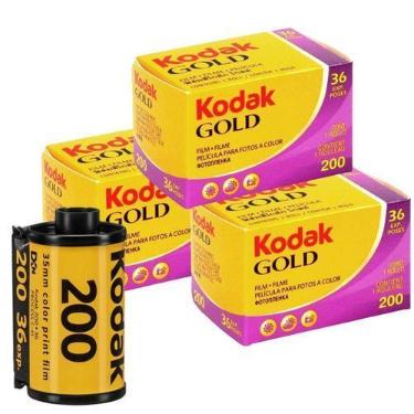 Imagem de Kit 3 Filmes 35mm Coloridos De 36 Poses Iso 200 Kodak Gold