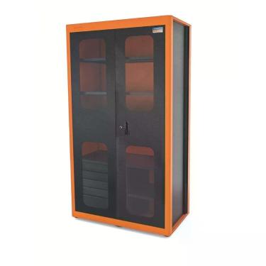 Imagem de Armário Vertical Para Ferramentas 2 Portas Com Visores E 5 Gavetas Tramontina Pro Laranja Tramontina
