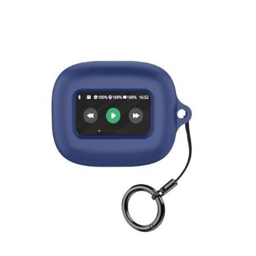 Imagem de Capa compatível com jbl Live Beam 3/para JBL Live Buds 3/para JBL Live Flex 3 fones de ouvido sem fio material de silicone à prova de choque exclusiva capa protetora portátil com mosquetão (azul)