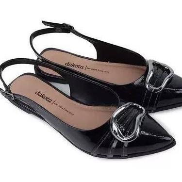 Imagem de Sapato Feminino Baixo Fivela Dakota Sling Back Bico Fino D0211, 38, Pr