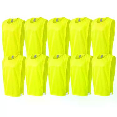 Imagem de Kit colete treino futebol 10 pçs trb liso tecido em poliéster, Amarelo
