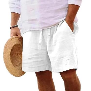 Imagem de Shorts Masculinos Leves E Respiráveis Para Praia E Corrida, Cor Sólida
