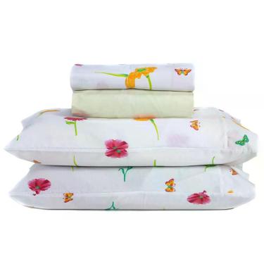 Imagem de Jogo De Cama Lençol Queen Estampado Vivi Verde Com Fronhas 04 Peças - Percal Algodão 140 Fios