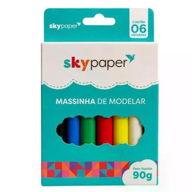 Imagem de Massinha de Modelar Skypaper Infantil 90G Kit com 6 Unidades Material Escolar Brinquedo Educativo Volta as Aulas 6 Cores
