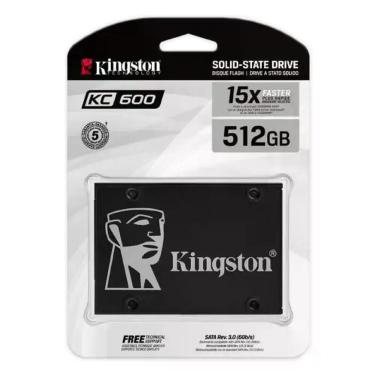 Imagem de SSD Kingston KC600 512GB SATA III 6Gb/s Leitura 550MB/s Grav 520MB/s C
