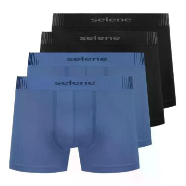 Imagem de Kit 4 Cueca Infantil Selene 12070 Microfibra Leve Menino, Preto e azul