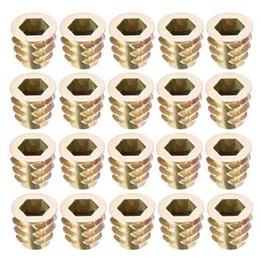 Imagem de uxcell 20 peças M6 x 10 mm inserção rosqueada porcas de liga de zinco soquete hexagonal M6 roscas internas 10 mm de comprimento