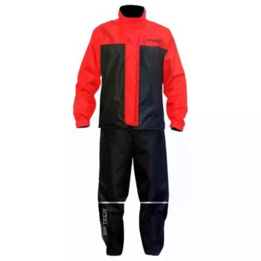 Imagem de Capa De Chuva Gp Tech Siena Em Nylon Impermeável, Preto+Vermelho, GG