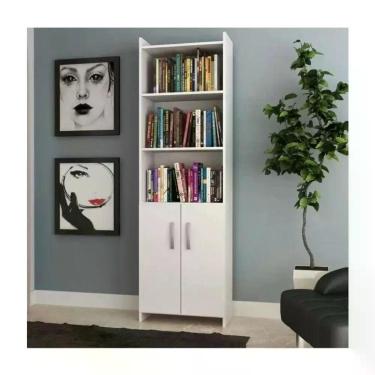 Imagem de Estante Para Livros 2 Portas E 04 Prateleiras - Branco Branco