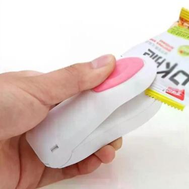 Imagem de Seladora Manual Maquina Selador Sacole Lacra Alimentos Embalagens Plastico Mini Portatil A Pilha