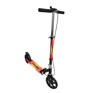 Imagem de Patinete Infantil Dobrável com Rodas Grandes Preto Plástico e Metal com Manoplas Antiderrapantes e Freio Manual