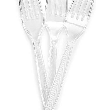 Imagem de Plasticpro utensílios de talheres de plástico transparente descartáveis para louças peso médio, clear cutlery, Forks, 300