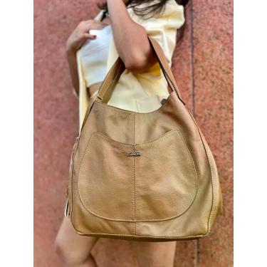 Imagem de Bolsa shopping feminina de couro caramelo Jussara - Bolsa de ombro de 