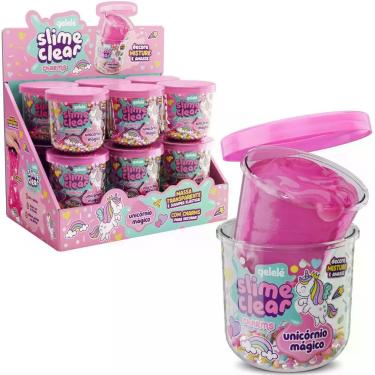 Imagem de Slime Infantil Clear Charms Unicórnio Mágico 122g Transparente com Enfeites Crunchy Gelelé