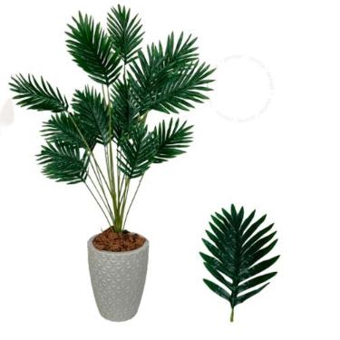 Imagem de Palmeira Artificial Grande Com Vaso Polietileno Completo Todas Cores(Vaso Cinza + Palmeira)
