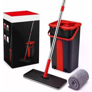 Imagem de Mop Esfregão Giratório 360 graus  Fit com Balde Lava e Seca Autolimpante Aço Inoxidável Microfibra para Limpeza Pesada