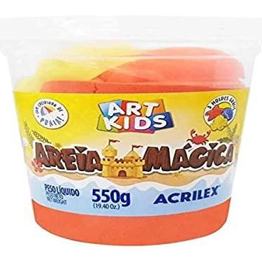Imagem de Massa Areia Mágica, Acrilex, Laranja, 550g, Com Moldes