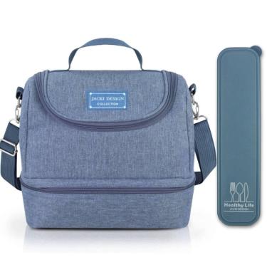 Imagem de Bolsa Térmica Marmita Lancheira Necessaire 2 Divisórias Compartimentos