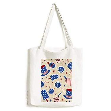 Imagem de USA Hat Candy Ice Star Festival, sacola de lona, bolsa de compras, bolsa casual