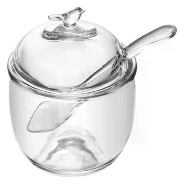 Imagem de Açucareiro Bird de Cristal Ecológico 150ML com Colher para Mesa Posta Transparente Wolff