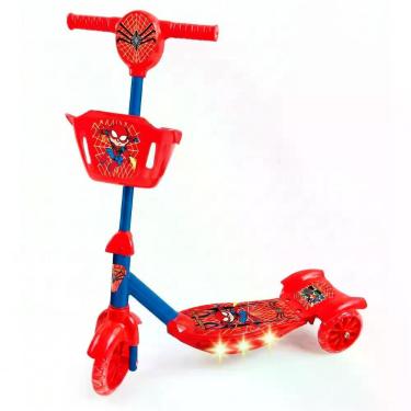 Imagem de Patinete Infantil 3 Rodas com Luzes em LED Que Acendem Automaticamente com Ajuste de Altura do Guidão Vermelha 20CM