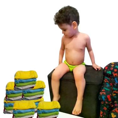 Imagem de Kit 12 Cueca Infantil Rebatida Lisa Malha Algodão - VITALISHOP, G