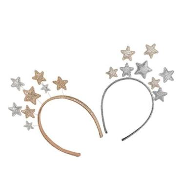 Imagem de 2 Unidades Bandana De Pentagrama Tiara Alienígena Tiaras De Estrela De Natal Capacete De Estrela Bandana Estrela Bandanas De Estrelas Para Mulheres Filho Grampo Ferro Cosplay