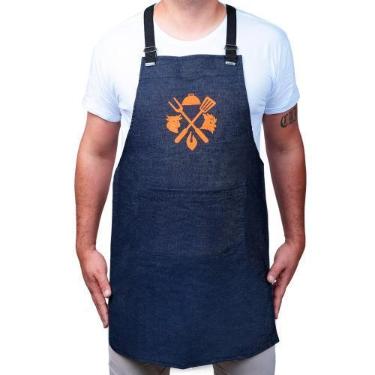 Imagem de Avental Churrasqueiro Alças em Gorgurão Logo Laranja - Octhos