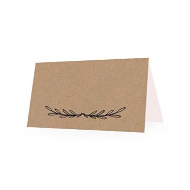 Imagem de 25 cartões rústicos Kraft barraca mesa para casamento, Ação de Graças, Natal, férias, buffet de buffet, placa de comida, nome de papel, cartão de acompanhante, assento dobrado, configuração de atribuição etiqueta banquete festa evento de artesanato