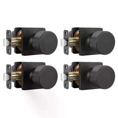 Imagem de Jogo de 4 Puxadores para Porta Goldenwarm Preto Fosco para Passagem